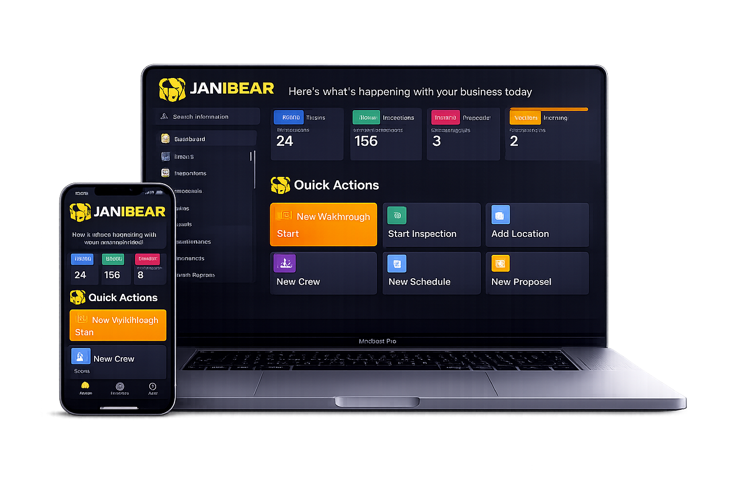 JANIBEAR on laptop and phone